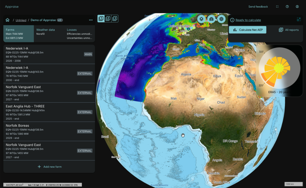 globus visning av Appraise med satelittdata og havdybder